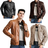 Men's Slim Fit Motorcycle Leather Jacket – Stylish Outerwear for Men - Himpall